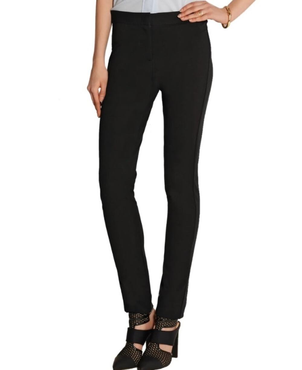 DEREK LAM Women's Stretch Crepe Slim Straight Pants Size 0 Black Flat Front